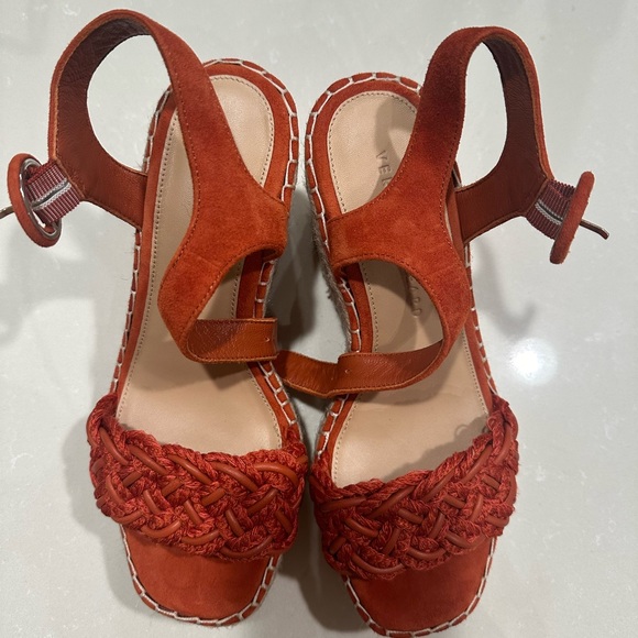 Veronica Beard Reema Espadrille Platform Sandal in coral red - Picture 2 of 7